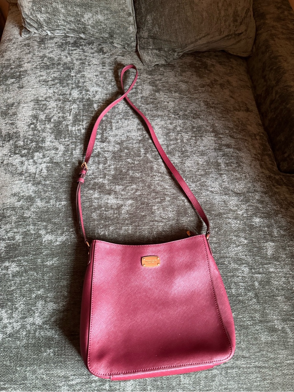 Michael Kors Red Crossbody Bag with Gold Plate
